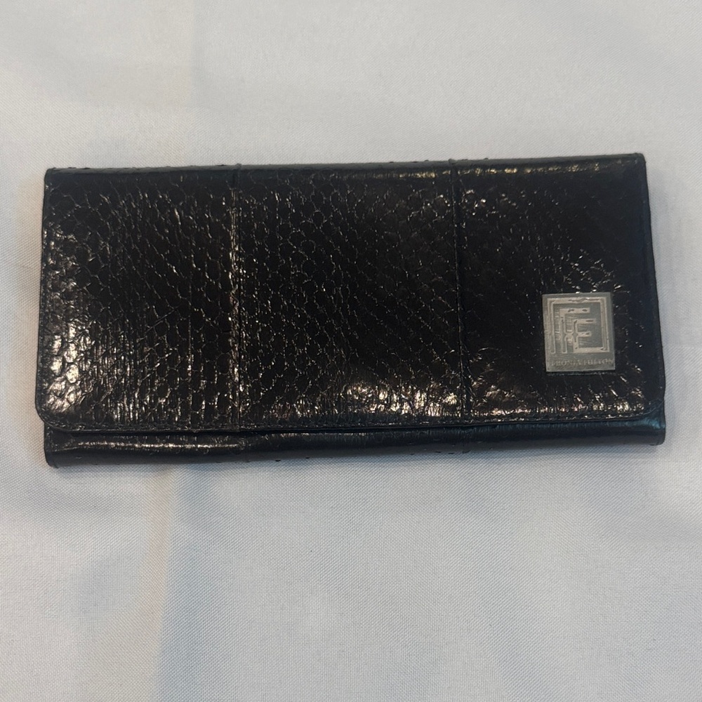 Black Python Snakeskin Long Wallet - image 1